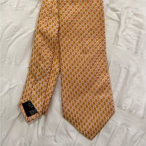Valentino Silk Tie, orange, pink, white pattern, VGC